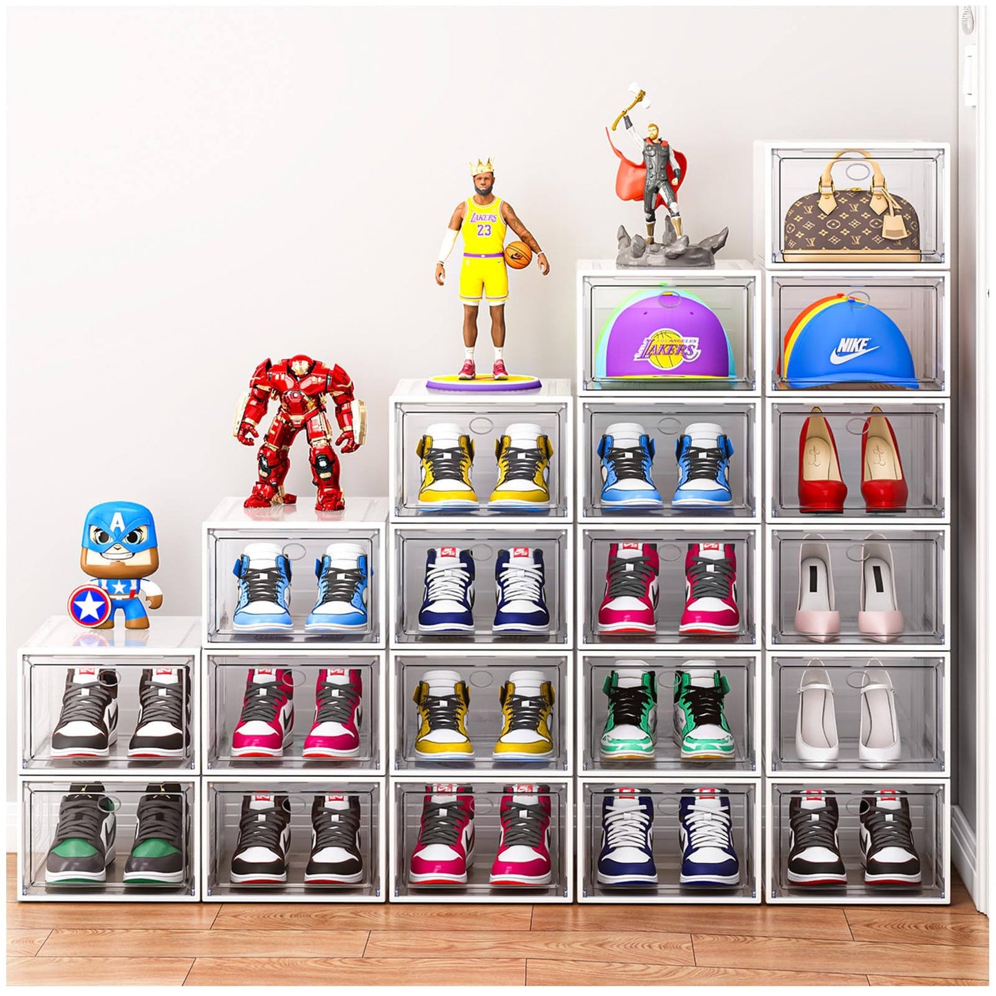 10 Pack Shoe Organizer, Upgrade Sturdy Shoe Boxes Stackable Shoe Storage Containers With Magnetic Door, Thicken Sneaker Storage Fit Up To Us
