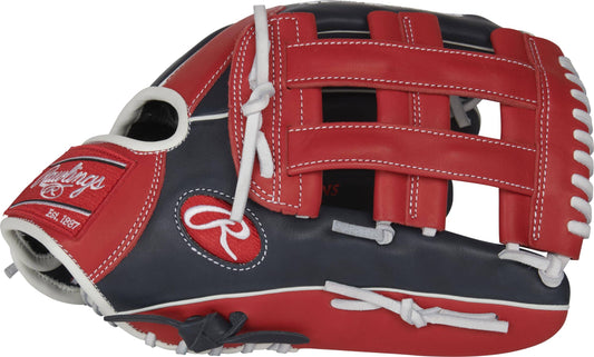 , Breakout 12.75-Inch Outfield Glove, Standard, Pro H Web, Conventional, Navy/Scarlet/White