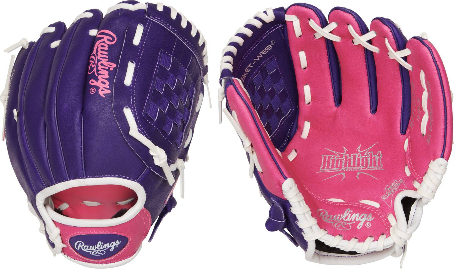 10 Tee Ball Highlight Series Glove, Kids, Purple